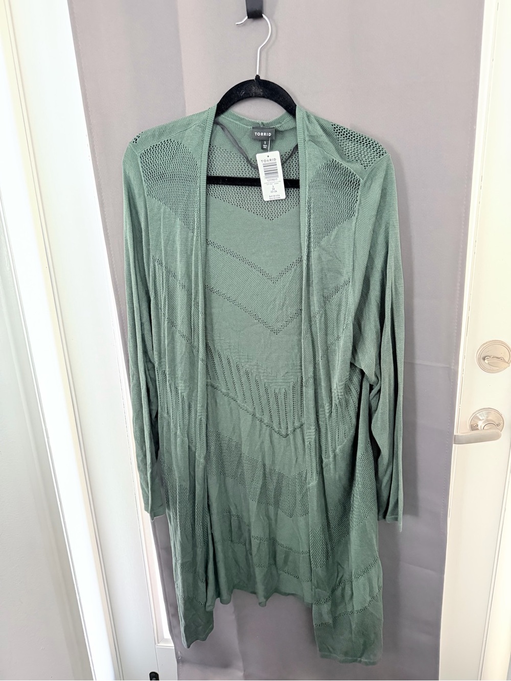 torrid sage green open-front mesh knit cardigan